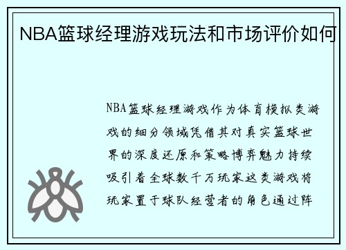 NBA篮球经理游戏玩法和市场评价如何